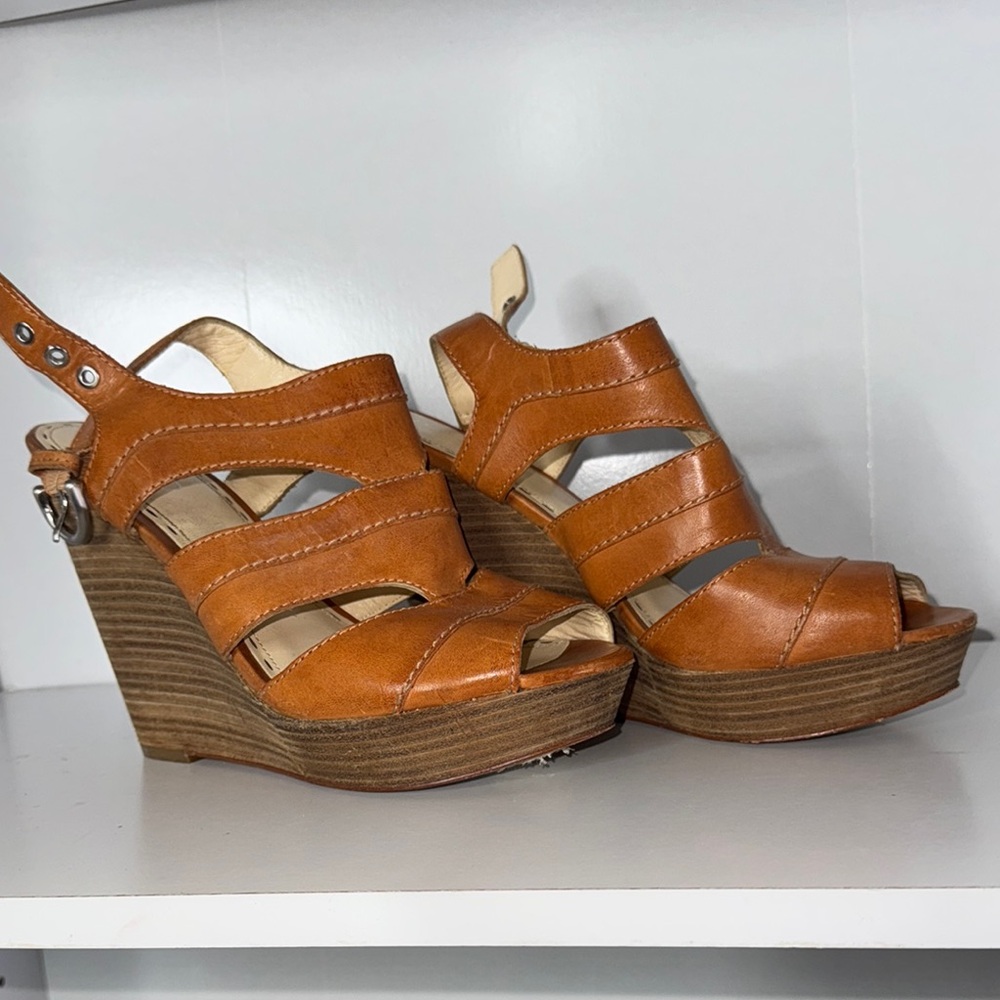 Coach Women's Tan Wedge Sandals